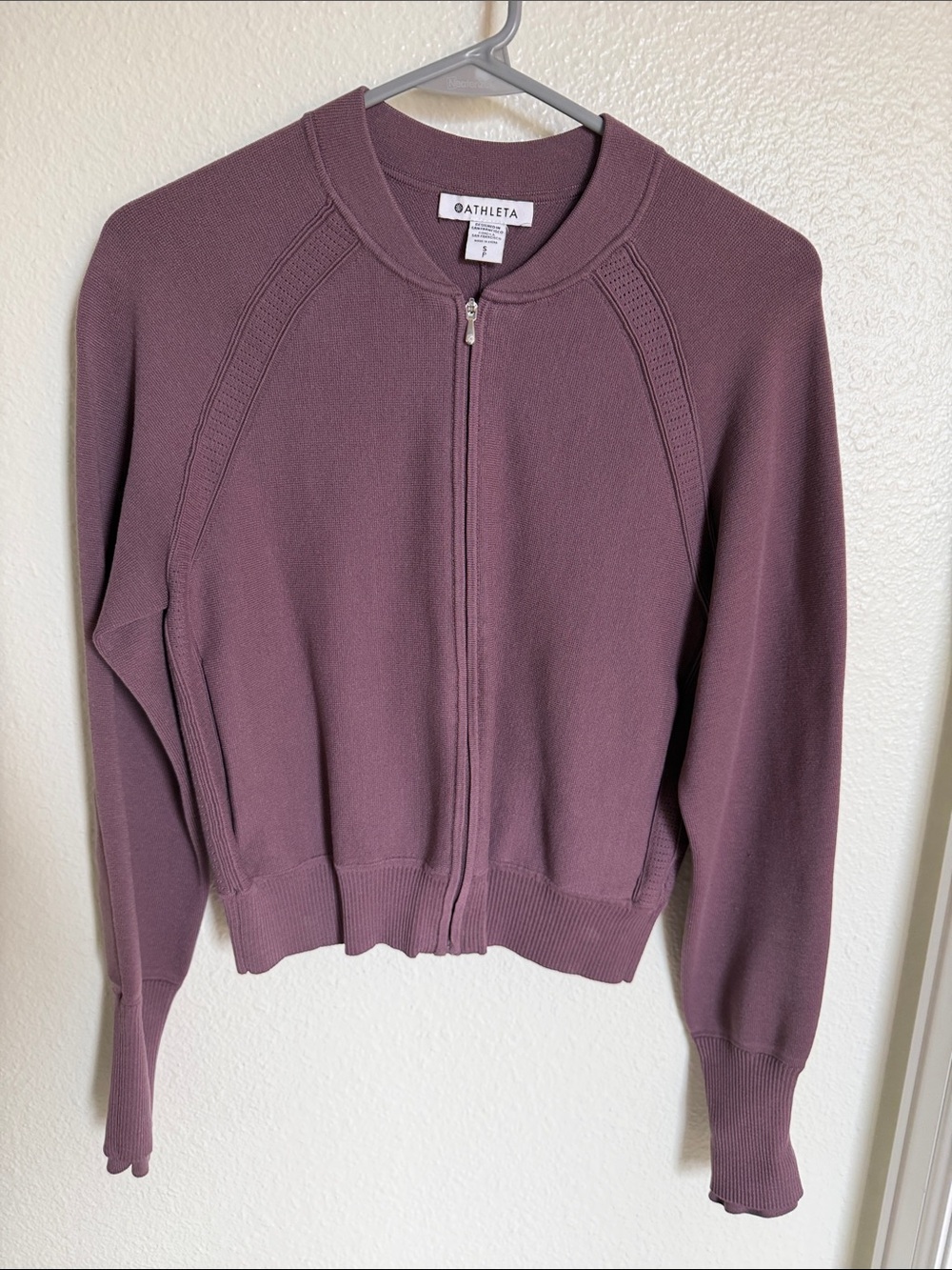 Athleta Plum Zip Bomber Jacket
